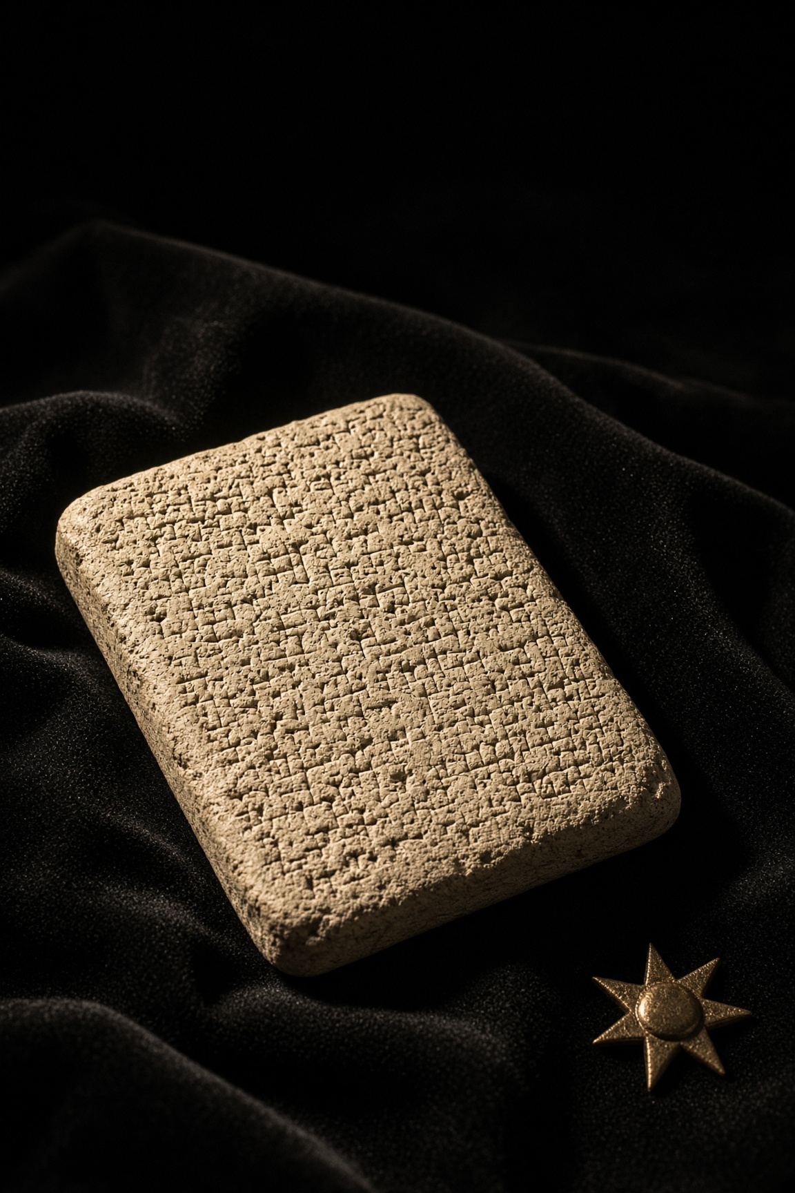 Interpretation of a clay tablet with worn wedge marks and a star seal.