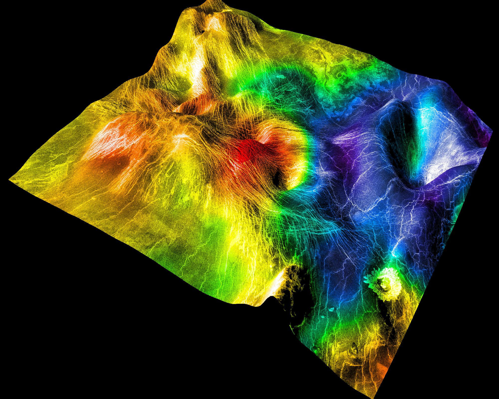 Beta Regio. Magellan radar reconstruction, NASA / JPL.