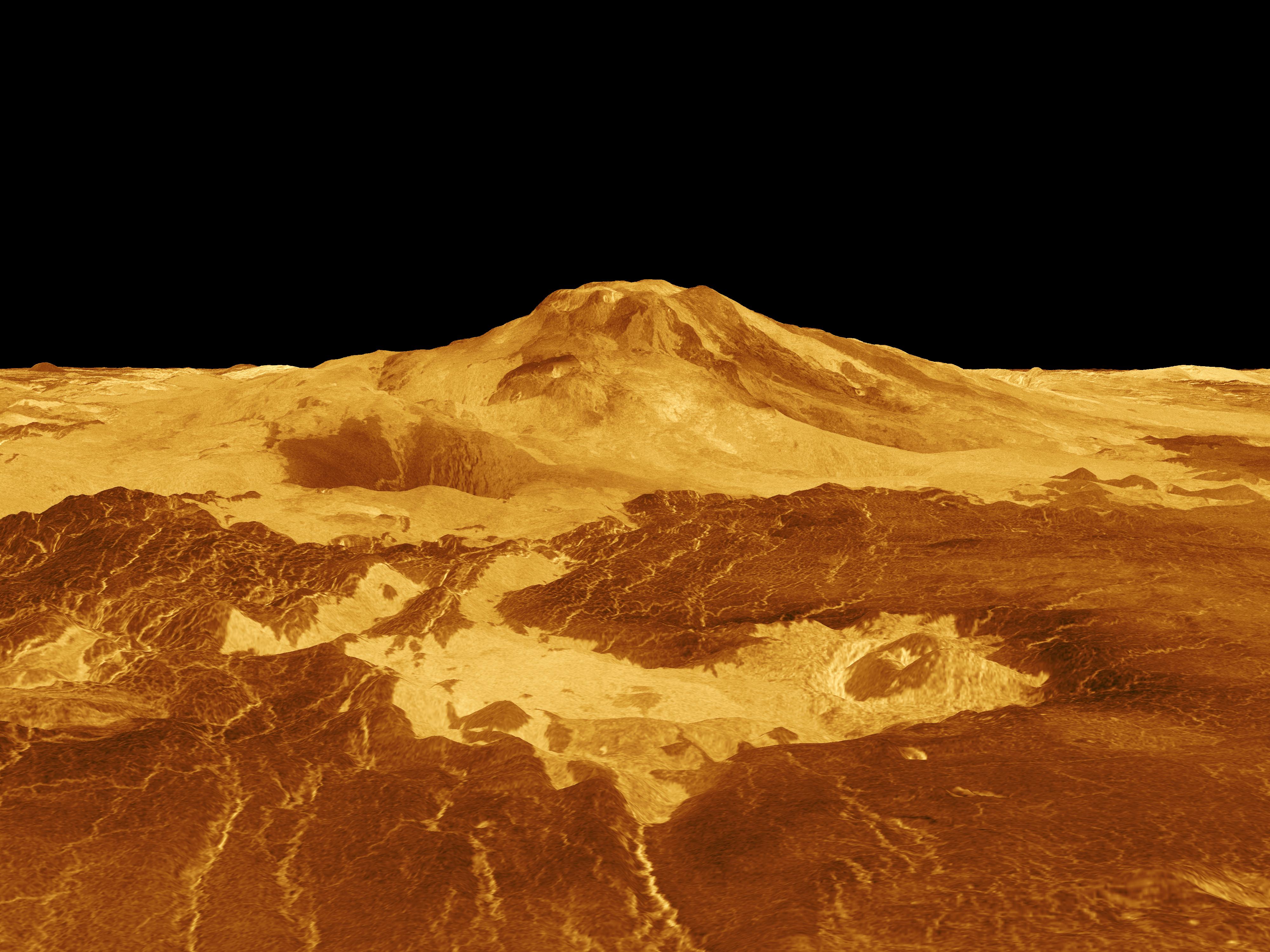 Maat Mons. Magellan radar reconstruction, NASA / JPL.